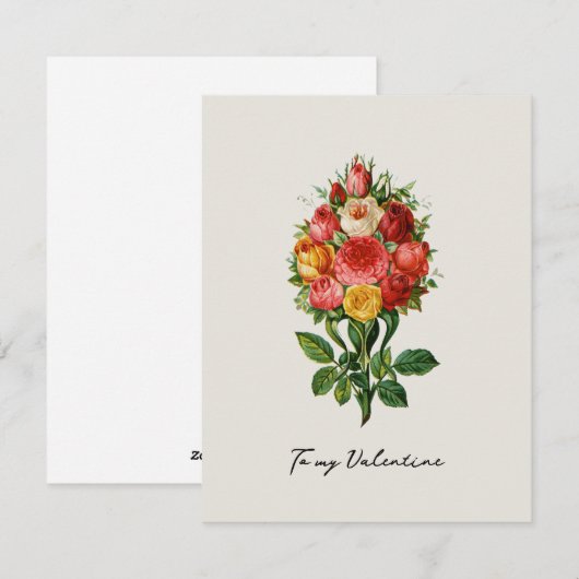Cottcore  Bouquet Valentijn Feestdagenkaart (Voorkant / Achterkant)