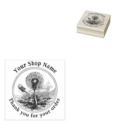 Cottcore Dandelion Sjabloon Small Business Rubberstempel (Gestempeld)
