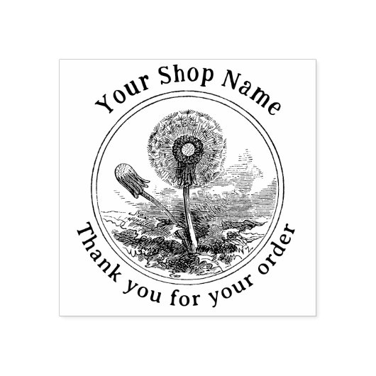 Cottcore Dandelion Sjabloon Small Business Rubberstempel (Afrduk)