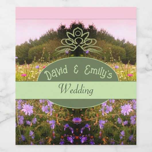 Cottcore Flower Meadow Wedding Wijn Etiket (Enkel label)