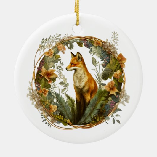 Cottcore Fox Keramisch Ornament (Achterkant)