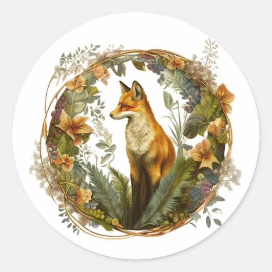 Cottcore Fox  Ronde Sticker (Voorkant)