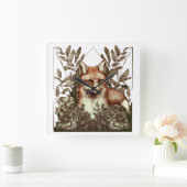 Cottcore Fox  Vierkante Klok (Huis)