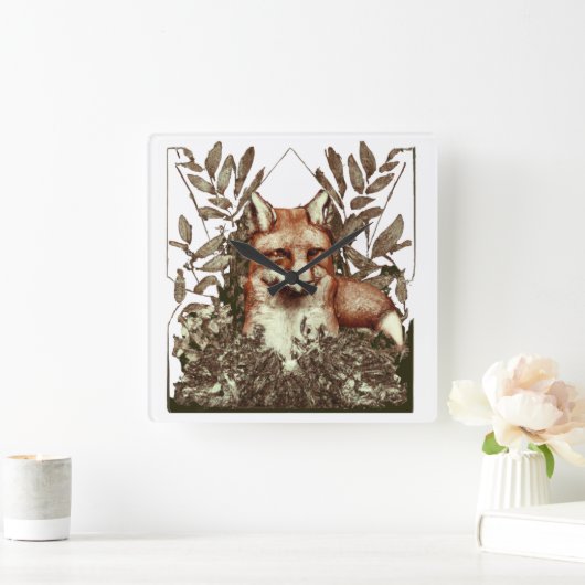 Cottcore Fox  Vierkante Klok (Huis)