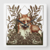 Cottcore Fox  Vierkante Klok (Voorkant)