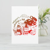 Cottcore Gnome Couple Happy Valentiine Day Feestdagenkaart (Staand voorkant)