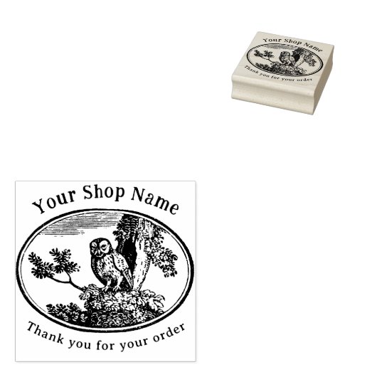 Cottcore Owl Sjabloon Small Business Rubberstempel (Gestempeld)