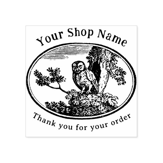 Cottcore Owl Sjabloon Small Business Rubberstempel (Afrduk)