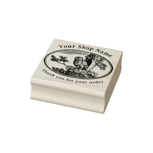 Cottcore Owl Sjabloon Small Business Rubberstempel (Stempel)