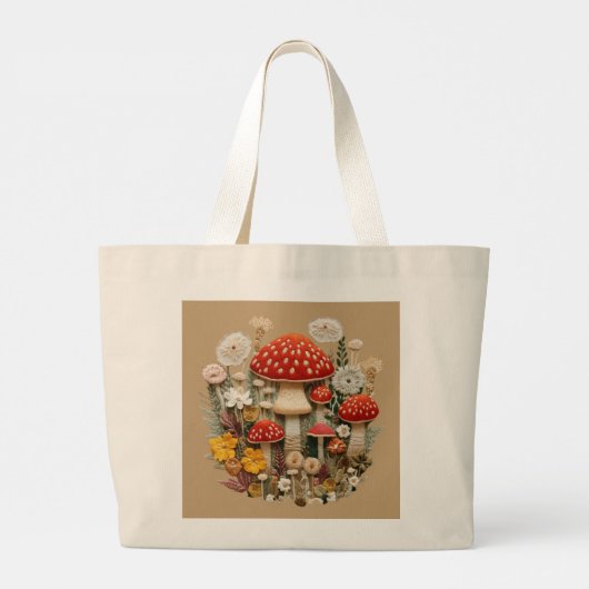 Cottcore-paddenstoel Grote Tote Bag (Achterkant)