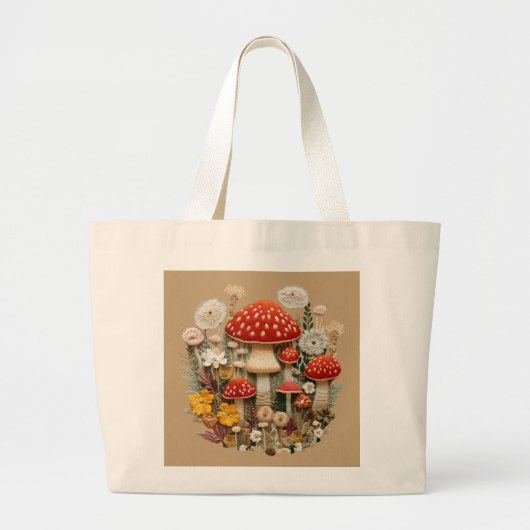 Cottcore-paddenstoel Grote Tote Bag (Voorkant)