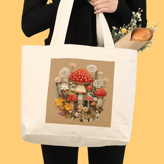 Cottcore-paddenstoel Grote Tote Bag