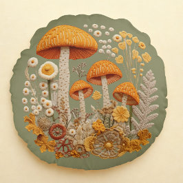 Cottcore-paddenstoel Rond Kussen