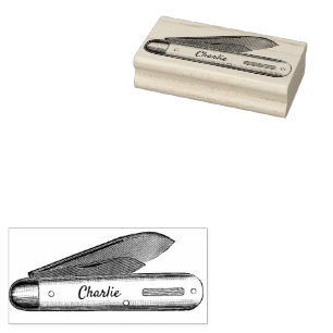 Cottcore  Pocket Knife Aangepaste naam Rubberstempel