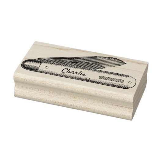 Cottcore Pocket Knife Aangepaste naam Rubberstempel (Stempel)