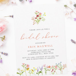 Cottcore Wilde Flowers Bridal Shower Invitation Kaart
