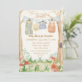 Cottcore Woodland Clothes Fox Mushroom Baby Boy Kaart (Staand voorkant)