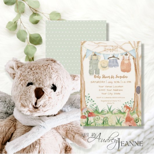 Cottcore Woodland Clothes Fox Mushroom Baby Boy Kaart