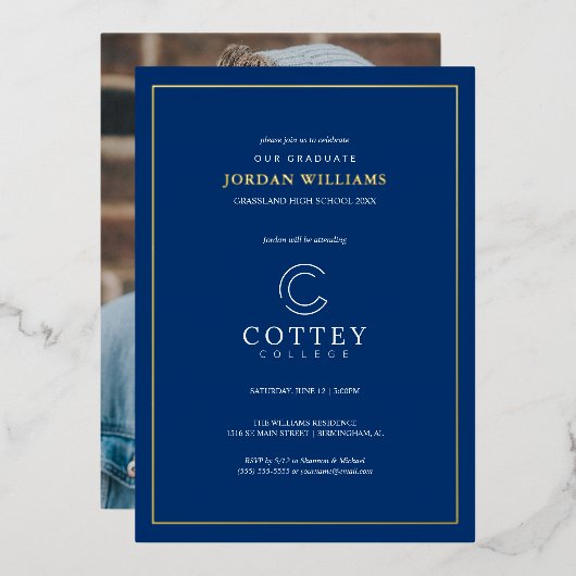 Cottey College Folie Uitnodiging (Voorkant / Achterkant)