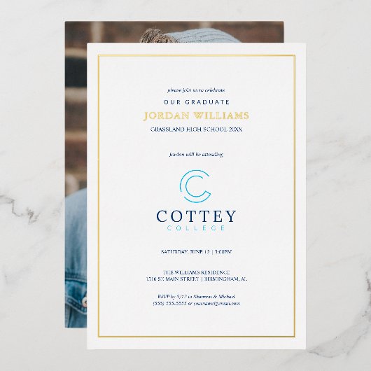 Cottey College Folie Uitnodiging (Voorkant / Achterkant)