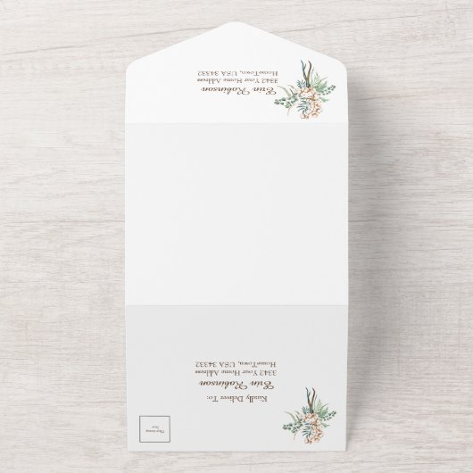 Cotton Antler Boho Wedding All In One Uitnodiging (Buitenkant)