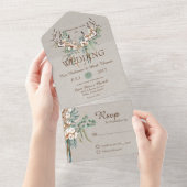 Cotton Antler Boho Wedding All In One Uitnodiging (Afscheurbaar)