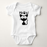 Cotton baby shirt with a cute black cat design