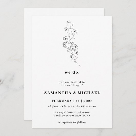 Cotton Boho White Clear Botanical we doen het Kaart (Voorkant / Achterkant)