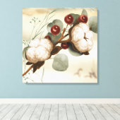 Cotton Boll Plant Canvas Print (Insitu (Houten vloer))