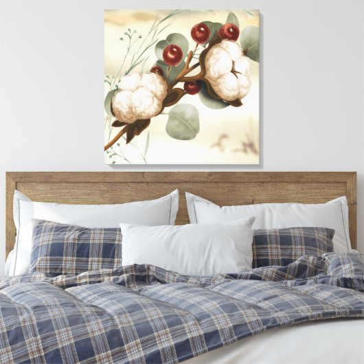 Cotton Boll Plant Canvas Print (Insitu (Slaapkamer))