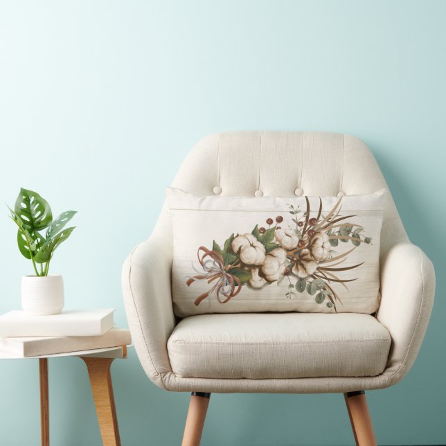 Cotton Boll Plant Elegant lumbaal Sierkussen Kussen (Stoel)