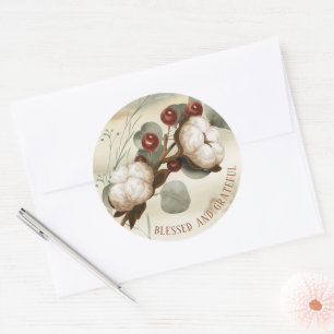 Cotton Boll Plant Elegant Ronde Sticker