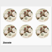 Cotton Boll Plant Elegant Ronde Sticker (Vel)