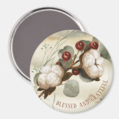 Cotton Boll Plant gezegend en dankbare magneet (Voorkant / Achterkant)