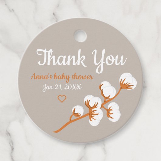 Cotton Branch Baby Shower  Bedankjes Labels (Voorkant)