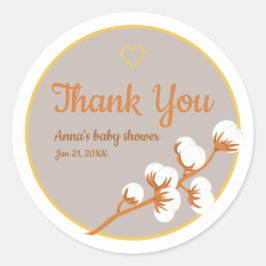Cotton Branch-Baby shower Ronde Sticker