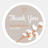 Cotton Branch Baby Shower Ronde Sticker (Voorkant)