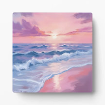 Cotton Candy Beach | Roze Oceaangolven Schilderij