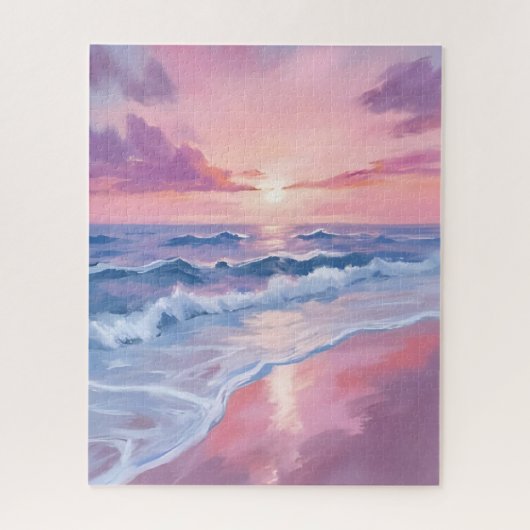 Cotton Candy Beach | Roze Oceaangolven Schilderij Legpuzzel (Verticaal)