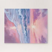 Cotton Candy Beach | Roze Oceaangolven Schilderij Legpuzzel (Horizontaal)