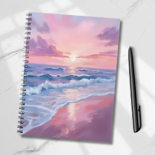 Cotton Candy Beach   Roze Oceaangolven Schilderij Notitieboek