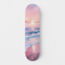 Cotton Candy Beach | Roze Oceaangolven Schilderij Persoonlijk Skateboard