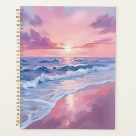 Cotton Candy Beach | Roze Oceaangolven Schilderij Planner