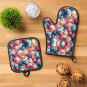 Cotton Candy Bubblegum Ovenwant & Pannenlap Set (Top down)