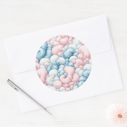 Cotton Candy Clouds Ronde Sticker (Envelop)