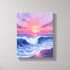 Cotton Candy Cove | Pink Ocean Watercolor Painted Canvas Afdruk
