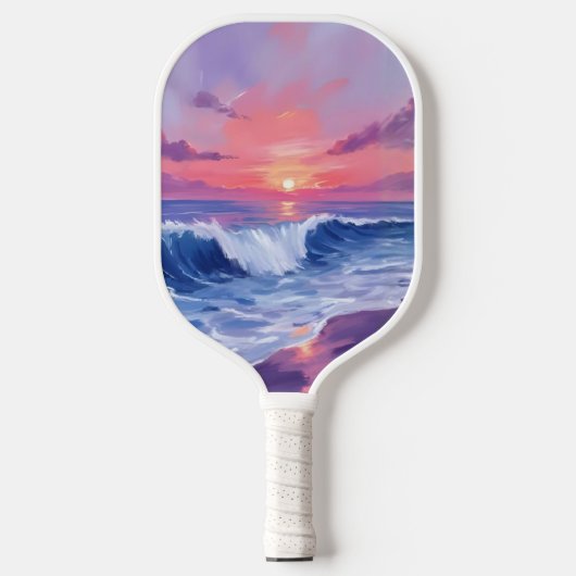 Cotton Candy Cove | Pink Ocean Watercolor Painted Pickleball Paddle (Voorkant)