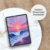 Cotton Candy Cove | Pink Ocean Watercolor Painted Poster