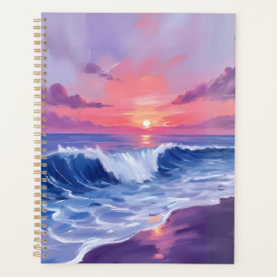 Cotton Candy Cove Roze Oceaan Aquarel Geschilder Planner