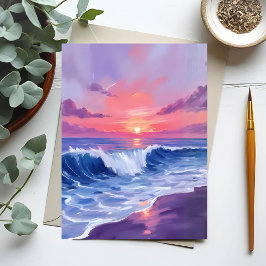 Cotton Candy Cove | Roze Oceaan Aquarel Kaart